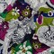 1 Yard Designer Magenta Kiwi Navy Flowers and Animal Sketches Silk Jersey 44" Wide Stretch Silk Fabric